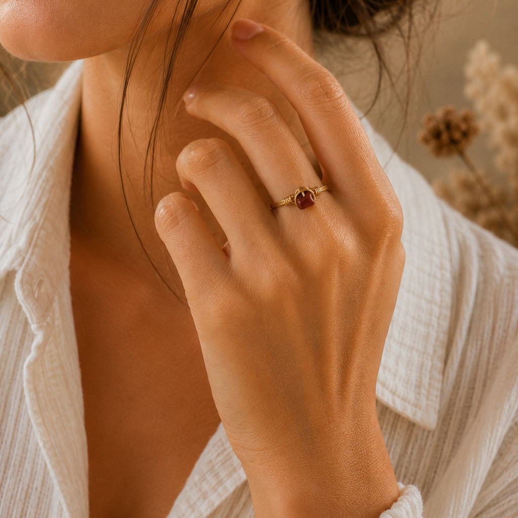 Bague avec Jaspe rouge - Force Courage Vitalité