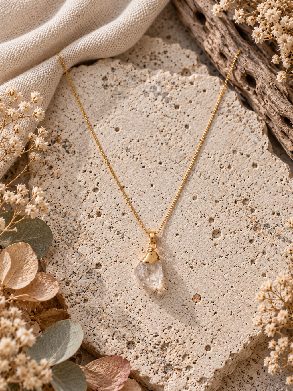 Collier pendentif en Quartz rose - Amour Tendresse Réconfort