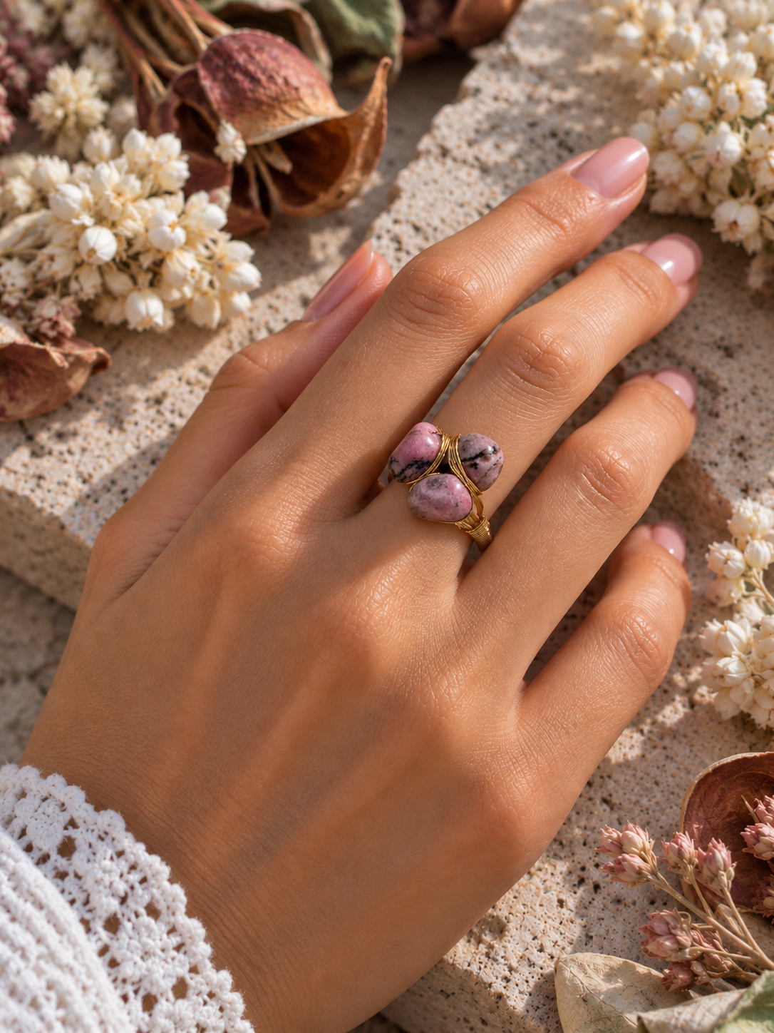 Bague en Rhodonite - Harmonie Pardon Équilibre