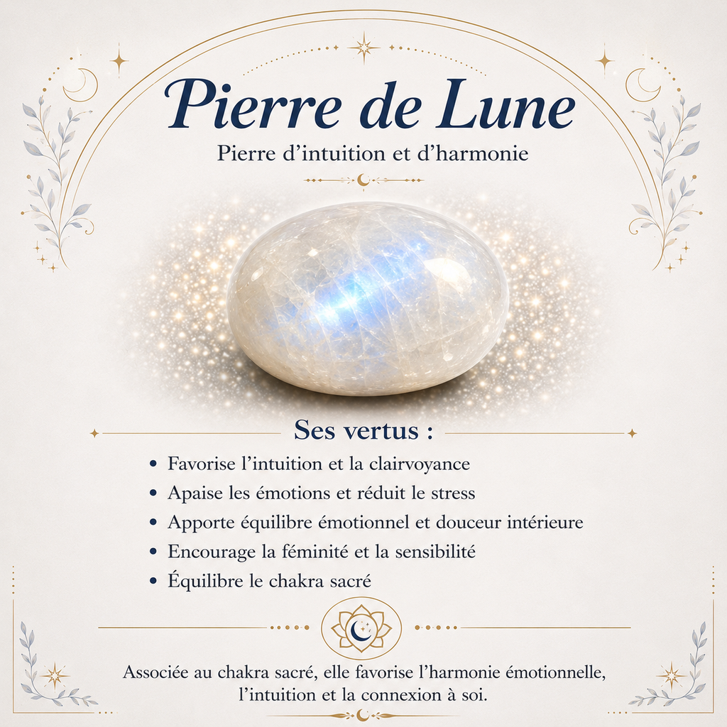 Collier avec perles en Pierre de Lune - Féminité Intuition Douceur