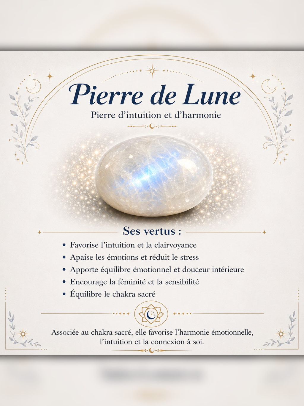 Collier avec perles en Pierre de Lune - Féminité Intuition Douceur