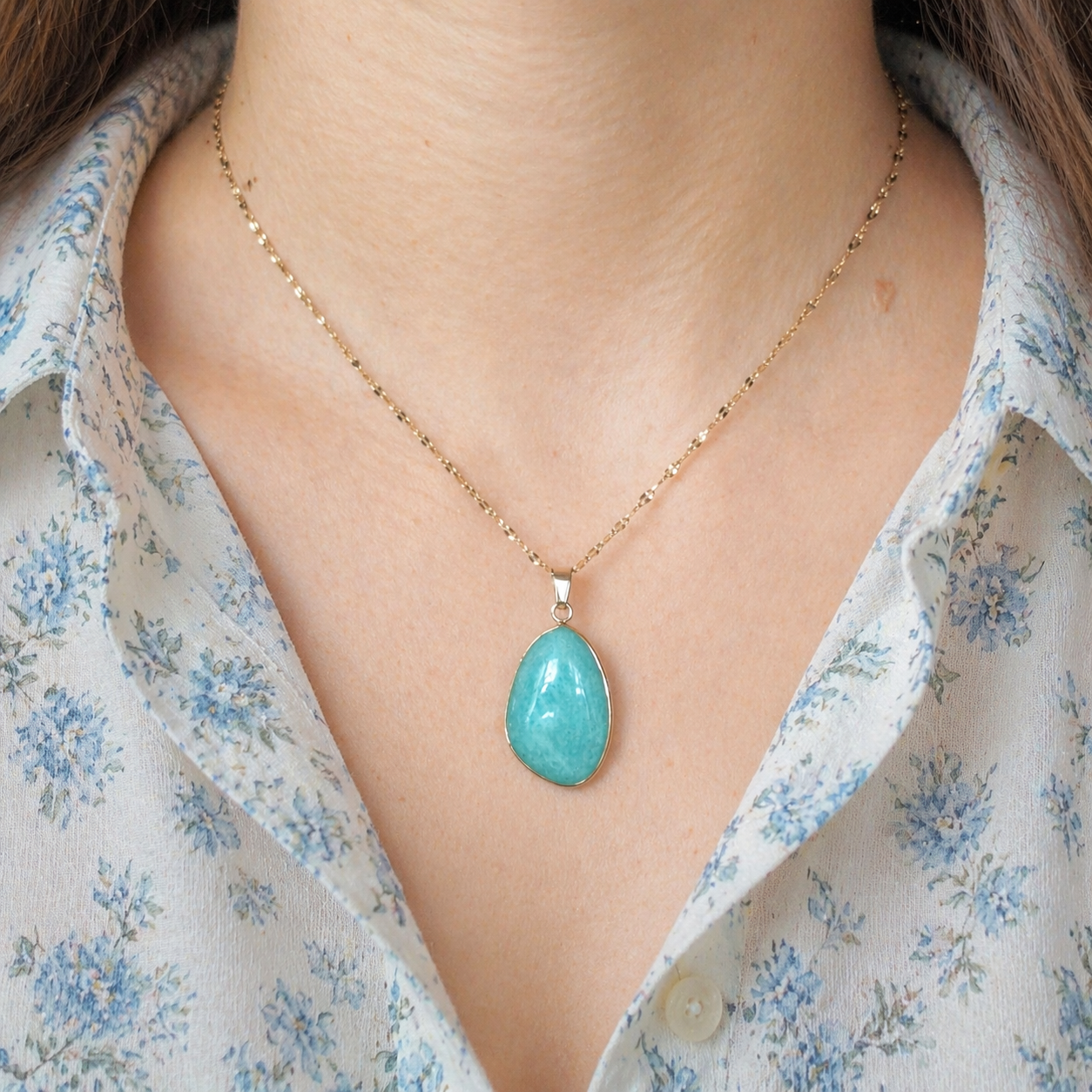 Collier pendentif en Amazonite