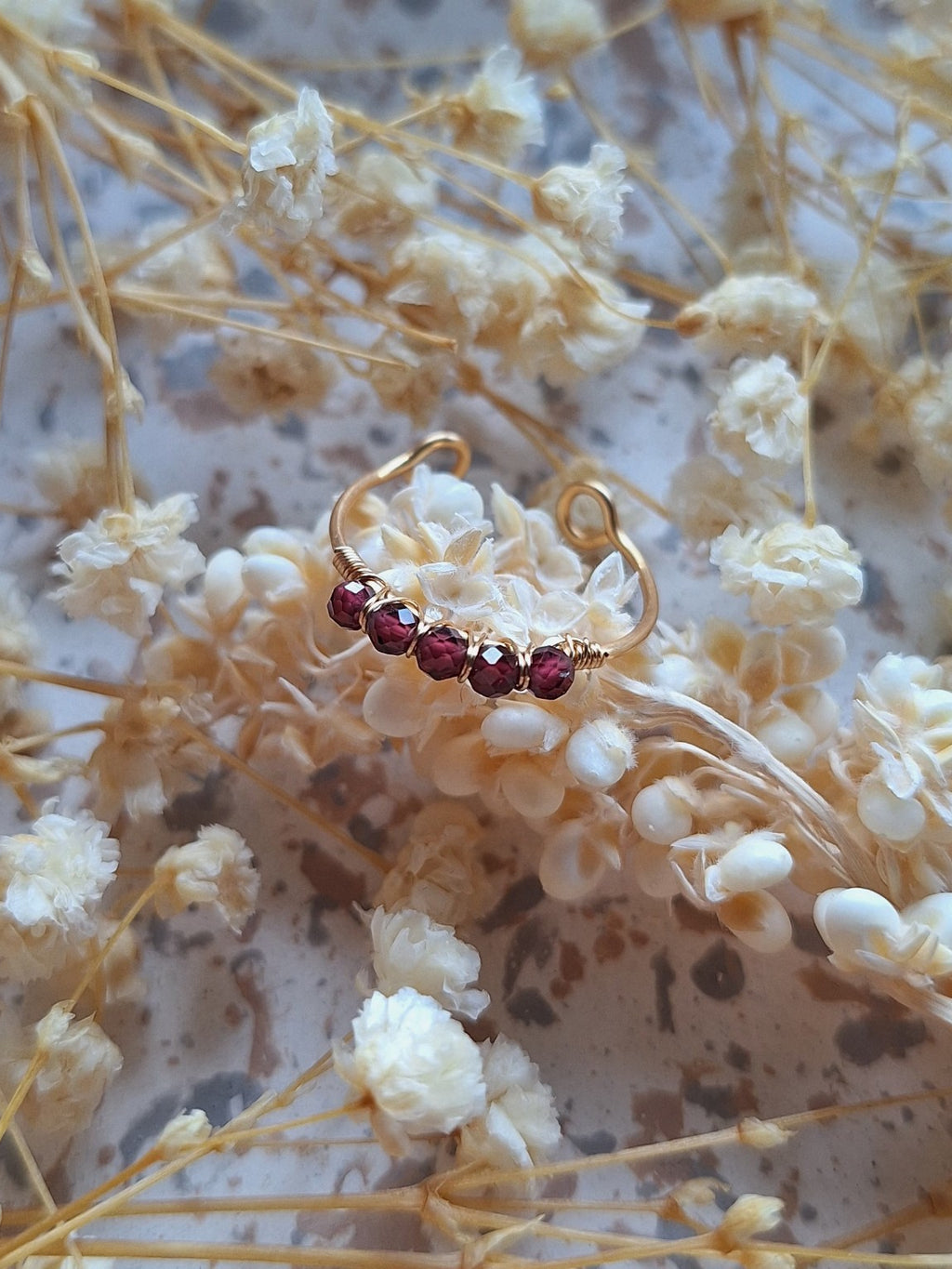 Bague avec perles en Grenat - Passion Force Vitalité