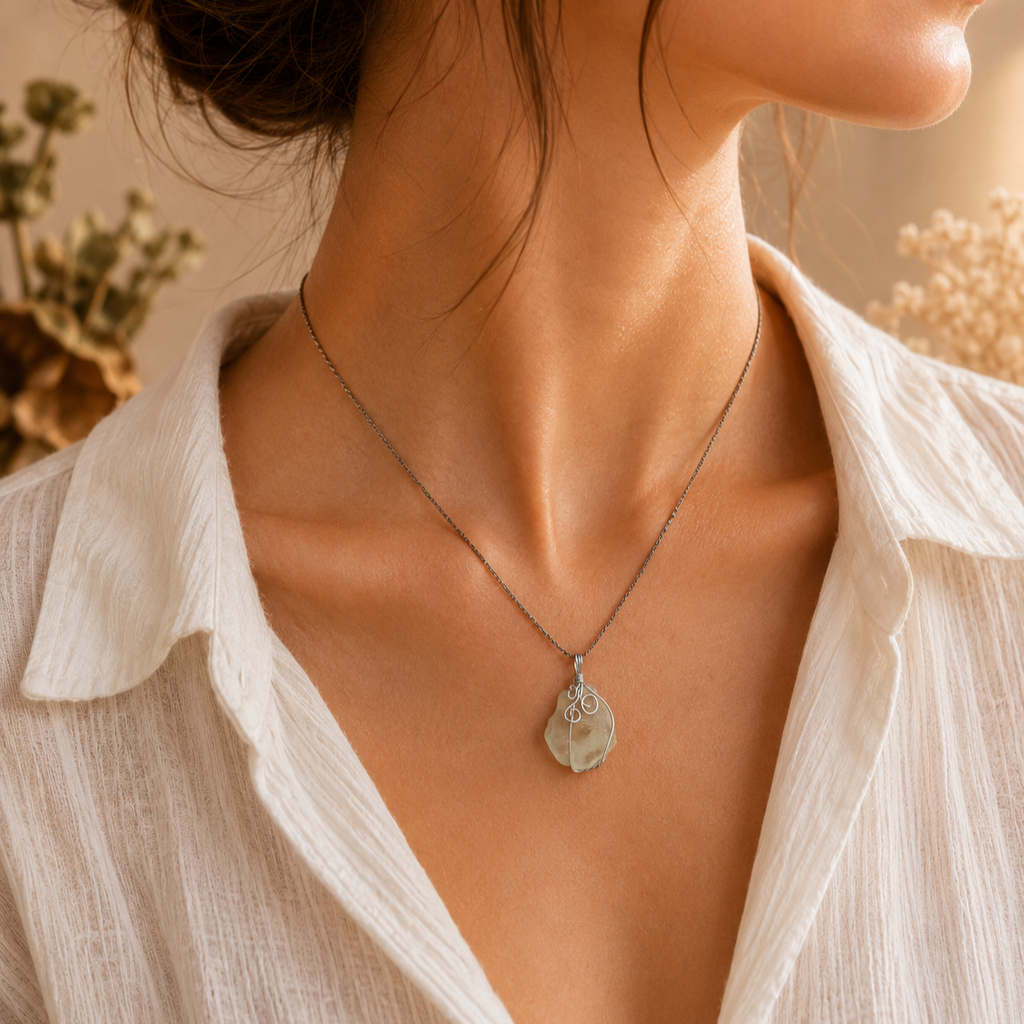 Collier pendentif en Verre Lybique