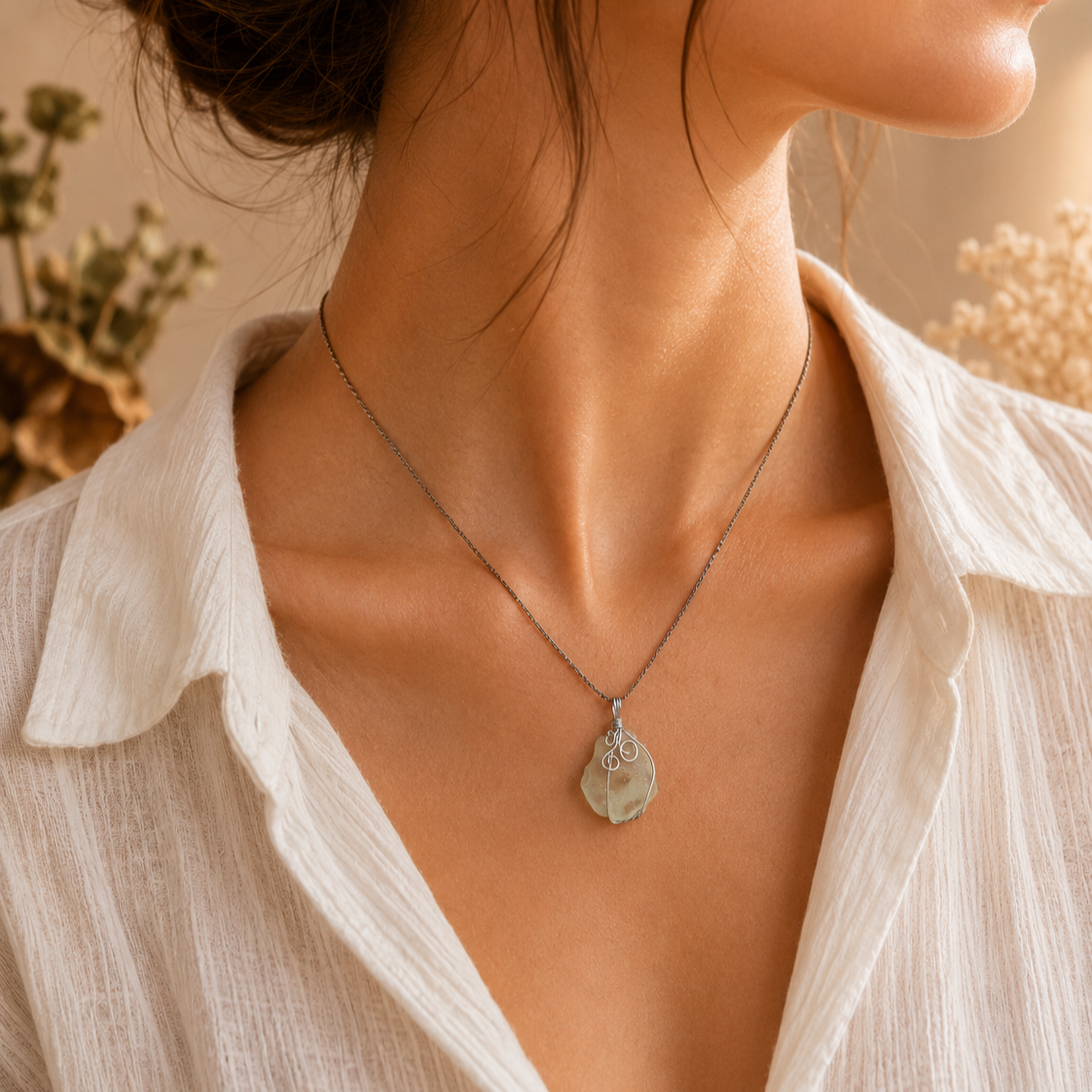 Collier pendentif en Verre Lybique