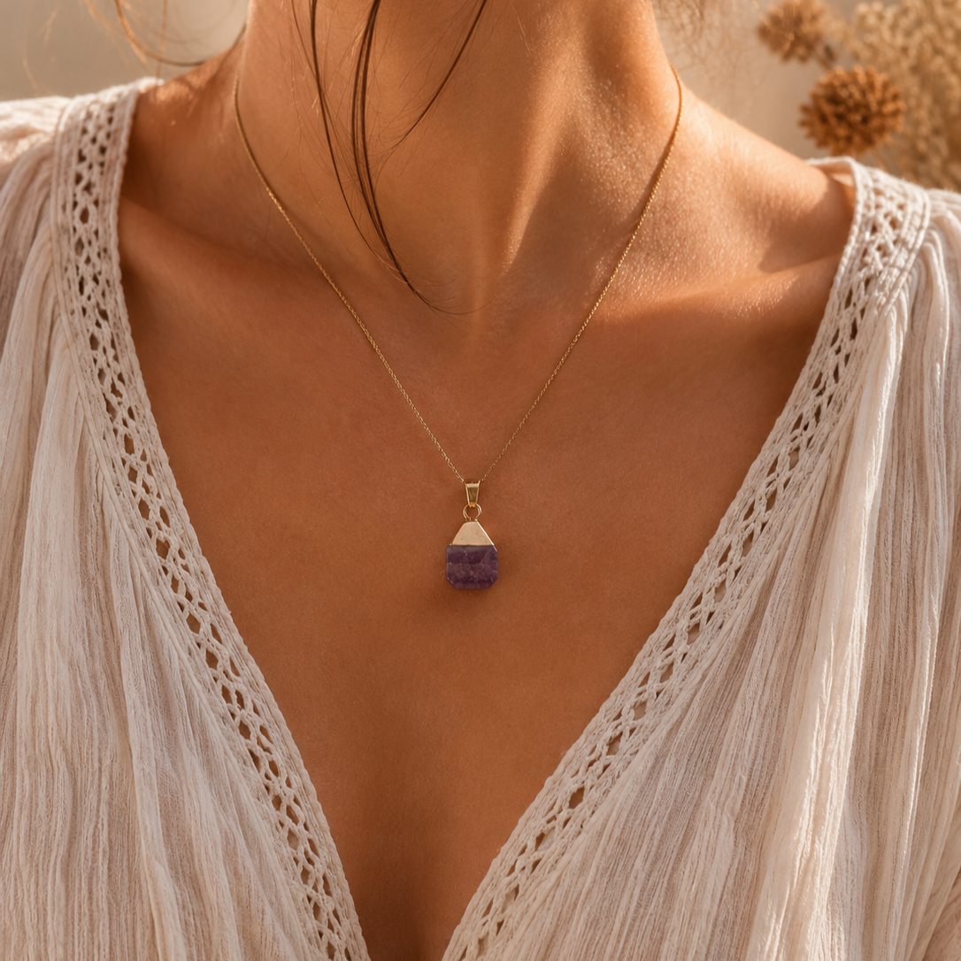 Collier pendentif en Améthyste - Sérénité Intuition Apaisement