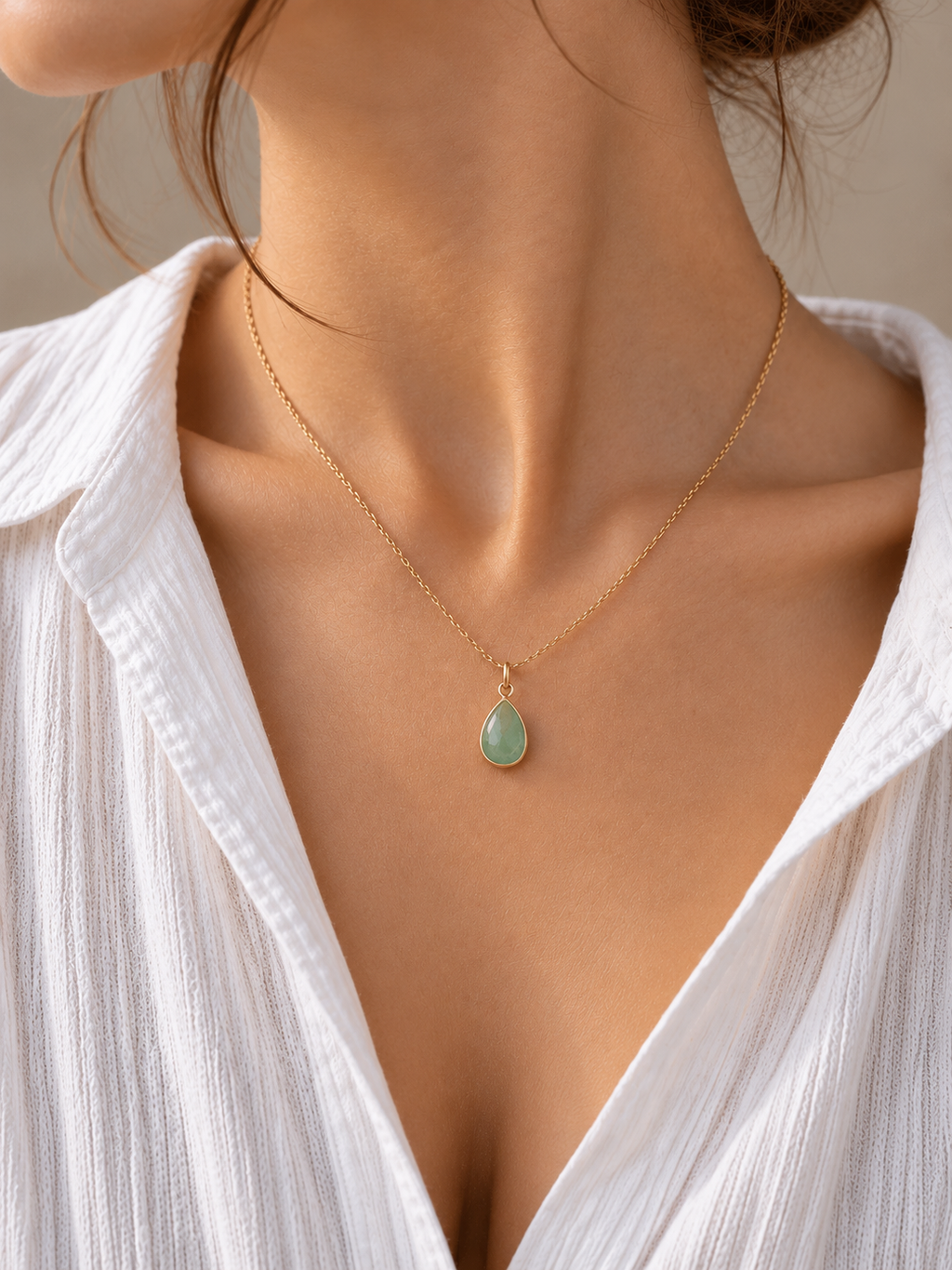 Collier pendentif en Aventurine - Chance Croissance Équilibre