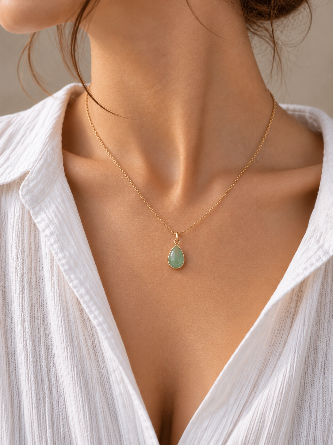 Collier pendentif en Aventurine - Chance Croissance Équilibre