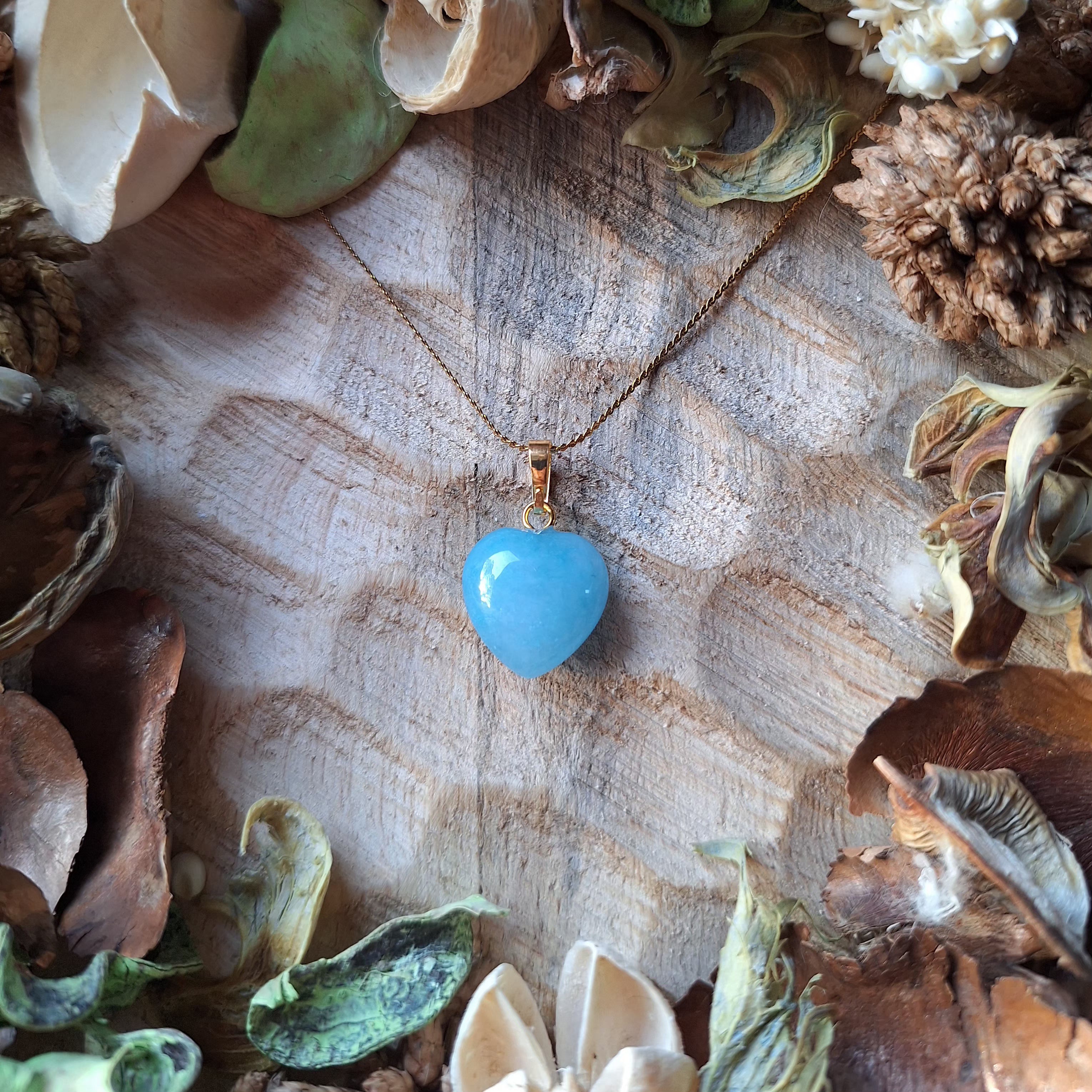 Collier avec coeur en Aigue Marine