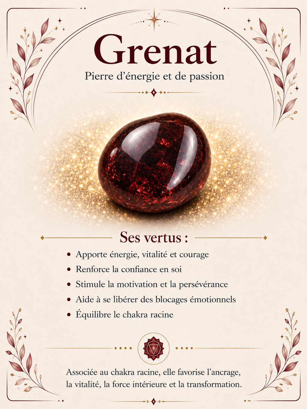 Bague avec perles en Grenat - Passion Force Vitalité