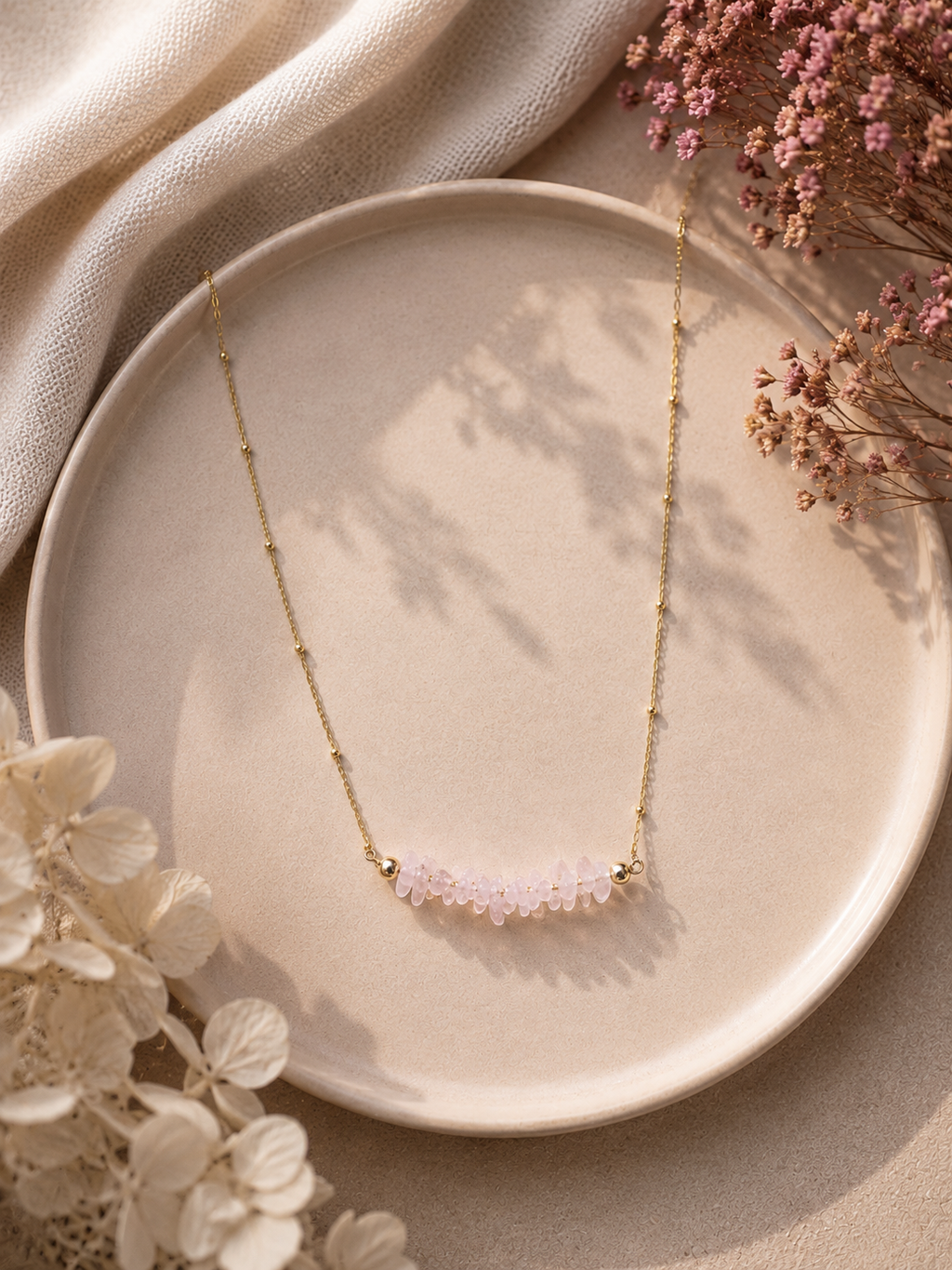 Collier avec perles en Quartz Blanc - Clarté Harmonie Énergie