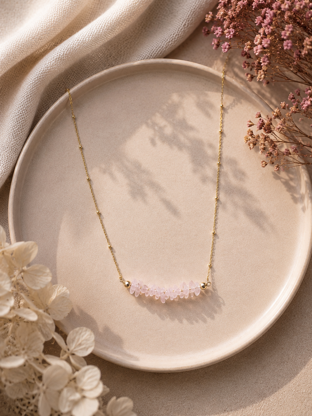 Collier avec perles en Quartz Blanc - Clarté Harmonie Énergie