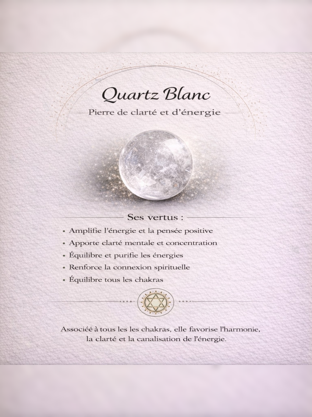Collier avec perles en Quartz blanc - Clarté Harmonie Énergie