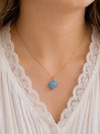 Collier avec coeur en Aigue Marine