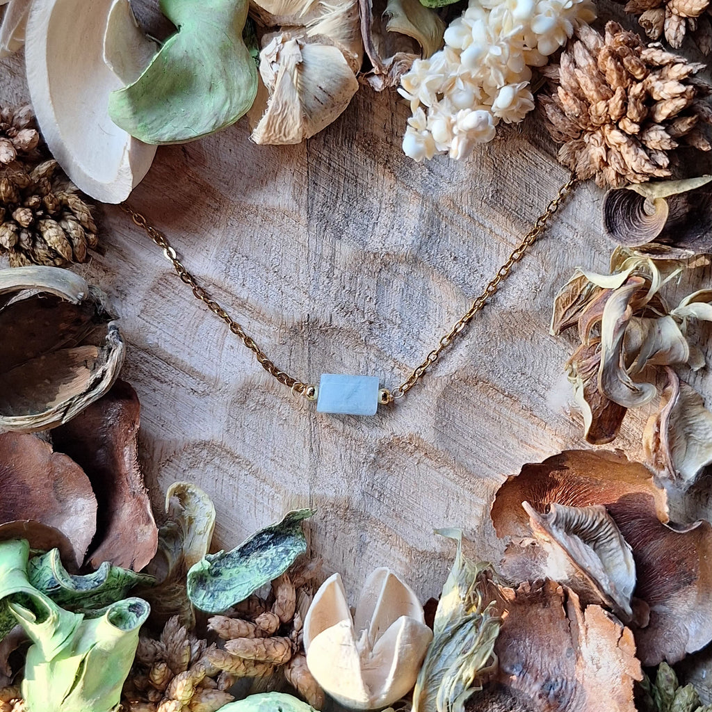 Collier avec pendentif Aigue Marine