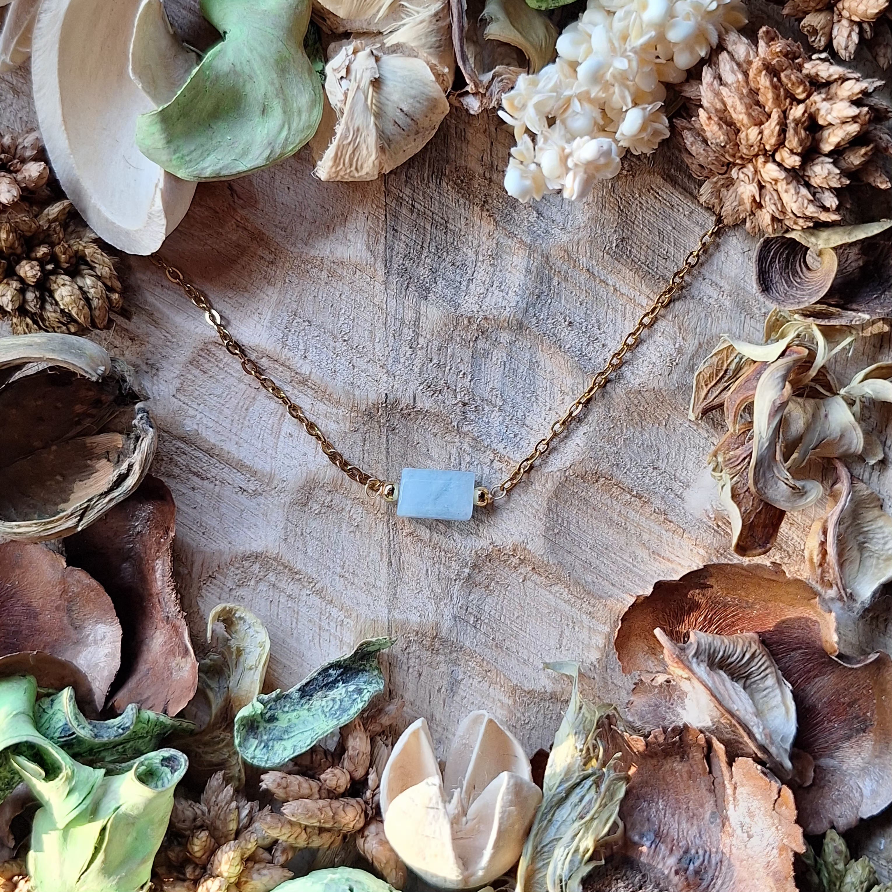 Collier avec pendentif Aigue Marine