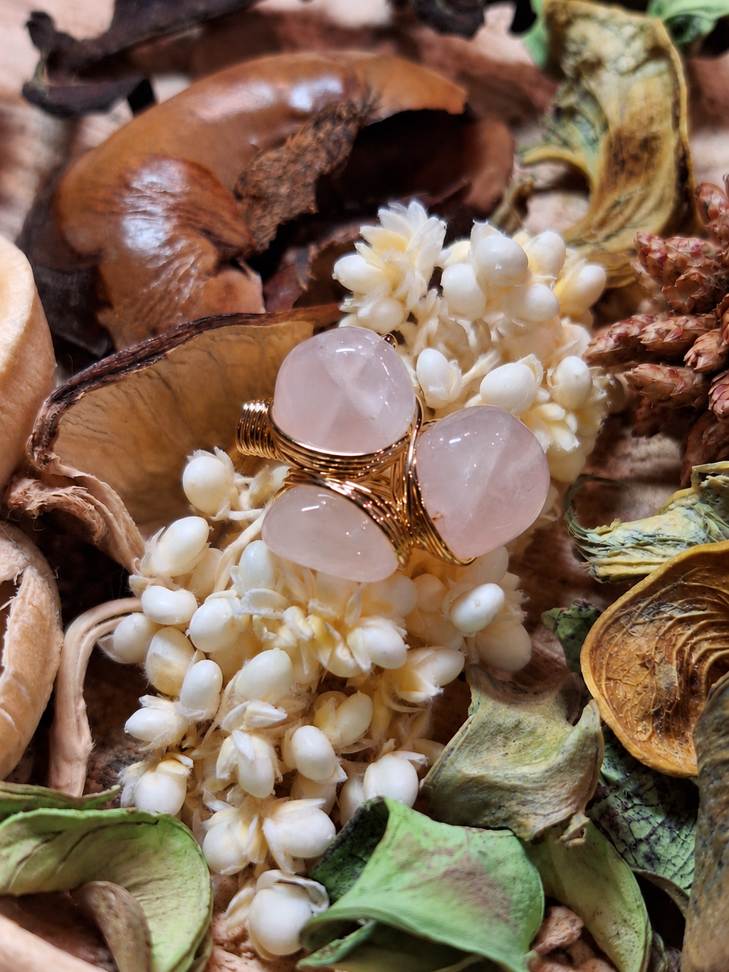 Bague en Quartz Rose - Amour Tendresse Réconfort