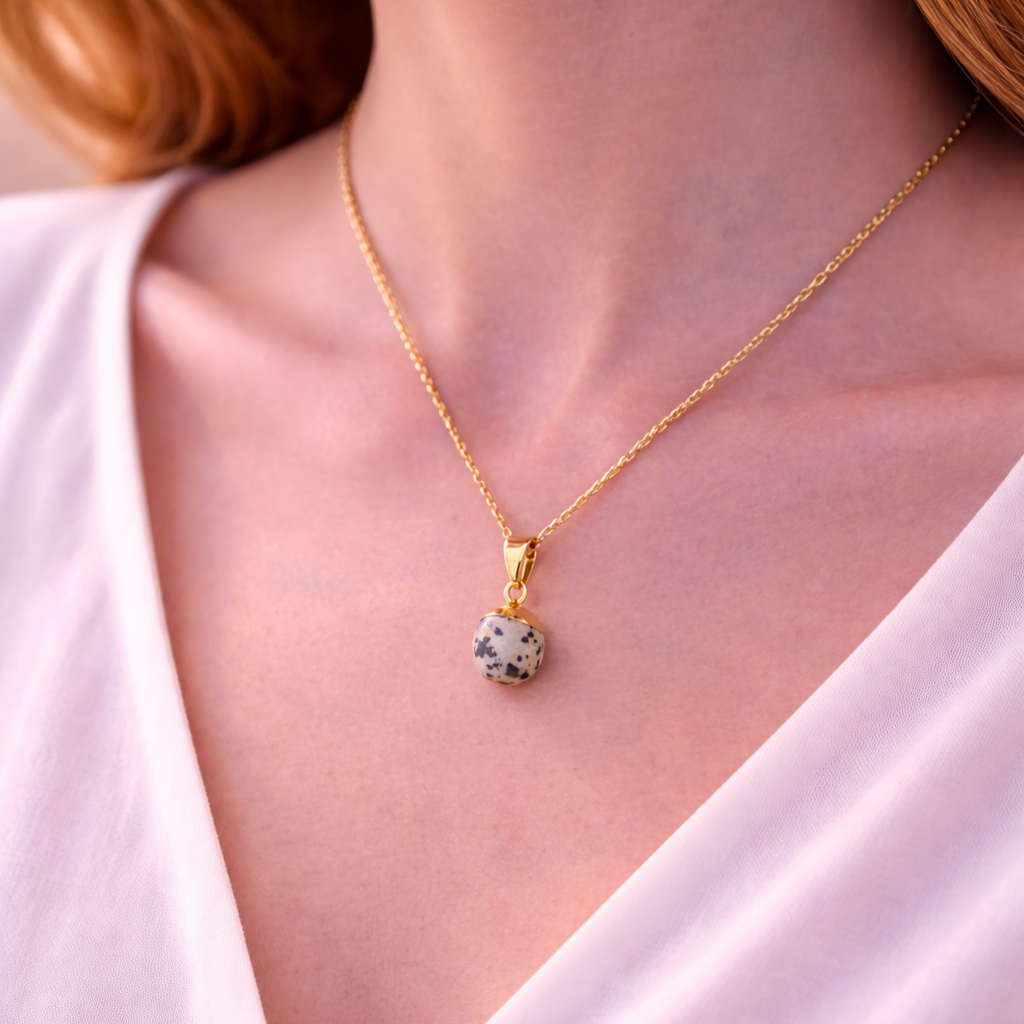 Collier pendentif en Jaspe Dalmatien