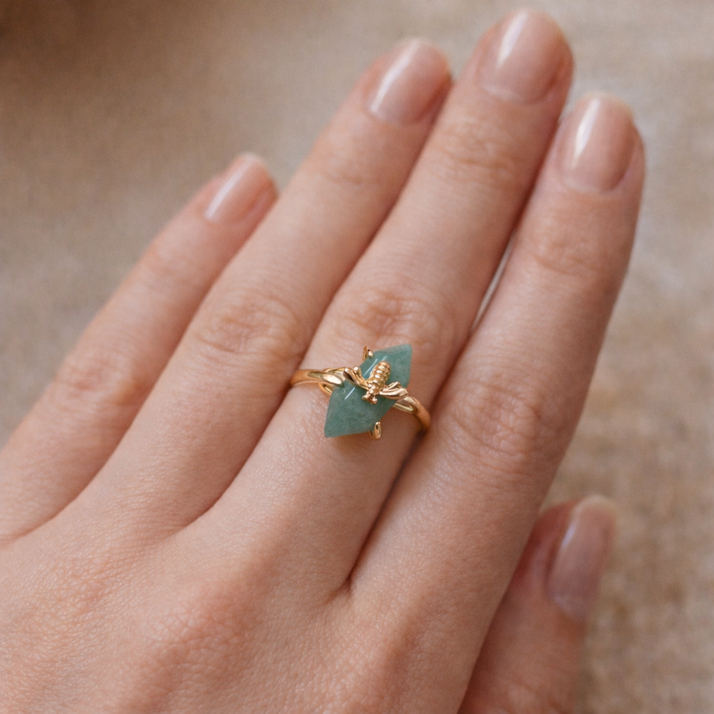 Bague aventurine et abeille
