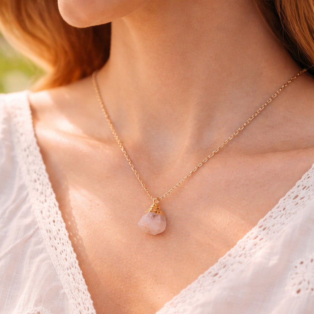 Collier pendentif en Quartz Blanc