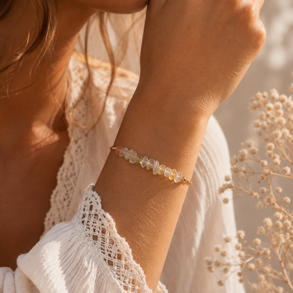 Bracelet avec perles de Citrine - Abondance Énergie Confiance