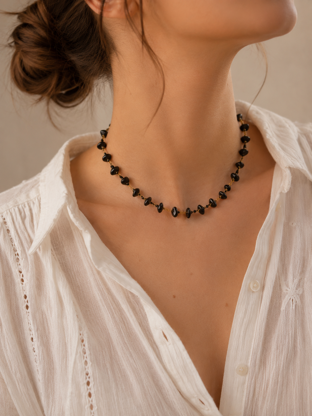 Collier avec perles en Onyx
