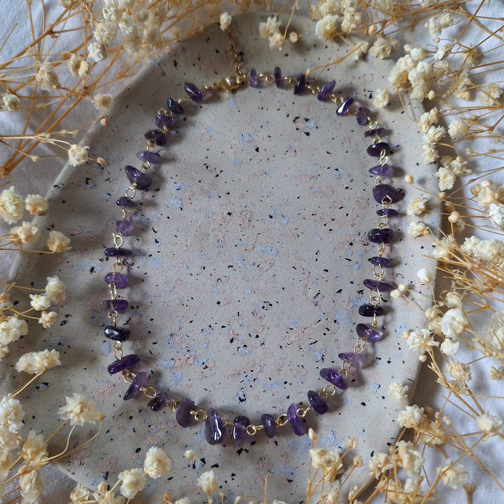 Collier avec perles en Améthyste - Sérénité Intuition Apaisement