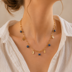 Collier à pétales et perles en Lapis-Lazuli