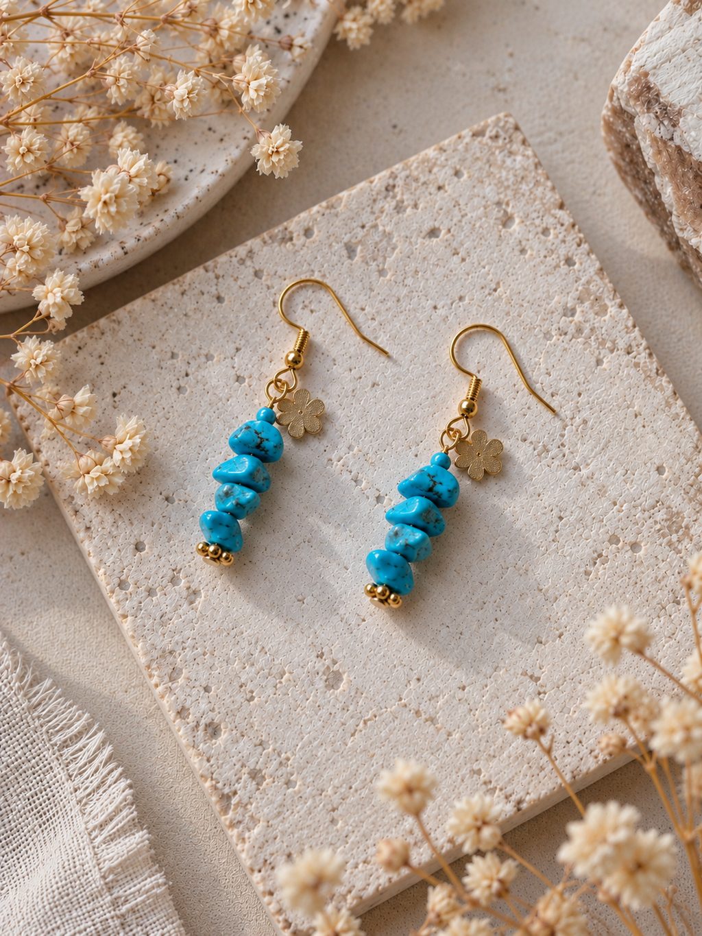 Boucles d'oreille en Turquoise - Protection Communication Équilibre