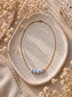 Collier avec perles en Aigue Marine - Sérénité Courage Communication