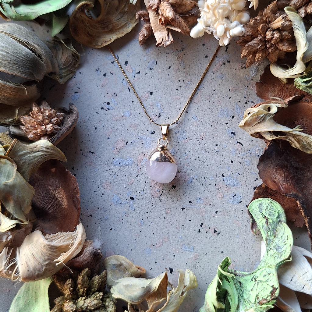Collier pendentif en Quartz Rose