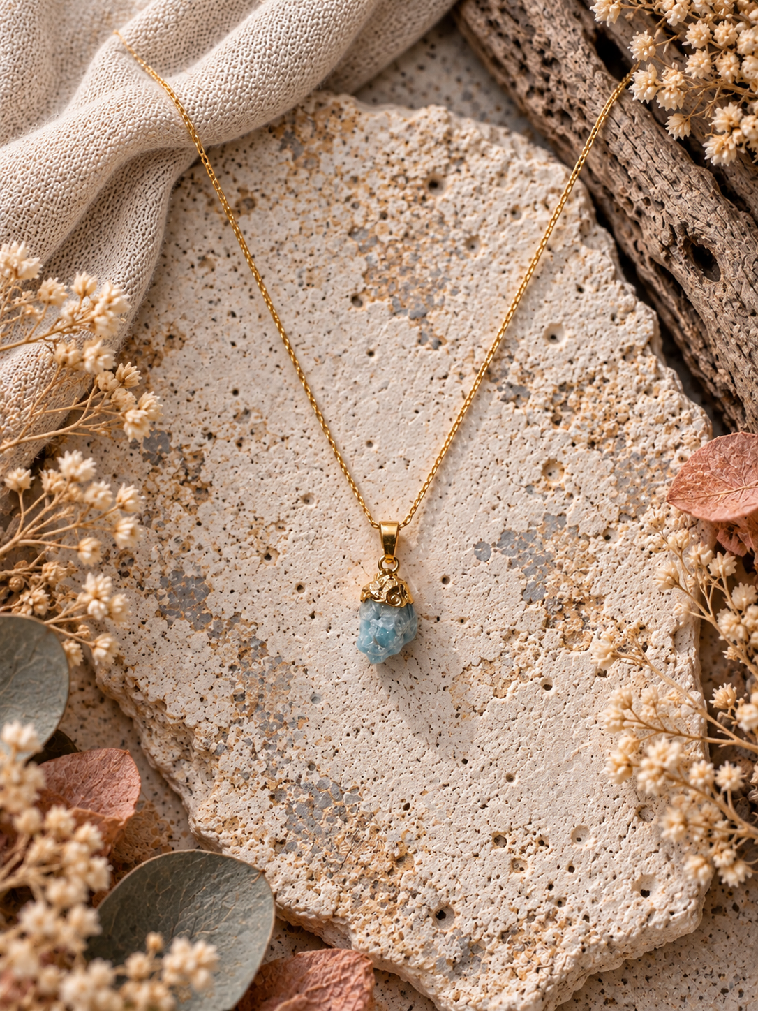 Collier avec pendentif en Apatite - Motivation Clarté Inspiration